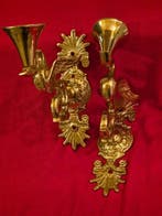 Applique avec bougie (2) - cygne - Bronze doré plaqué –, Antiquités & Art