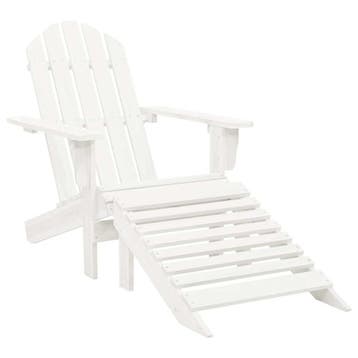 vidaXL Tuinstoel met hocker hout wit, Tuin en Terras, Verzenden, Nieuw