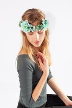 Handgemaakte Bloemenkrans Haar Mintgroen Groene Bloemen Haar, Kleding | Dames, Ophalen of Verzenden, Nieuw