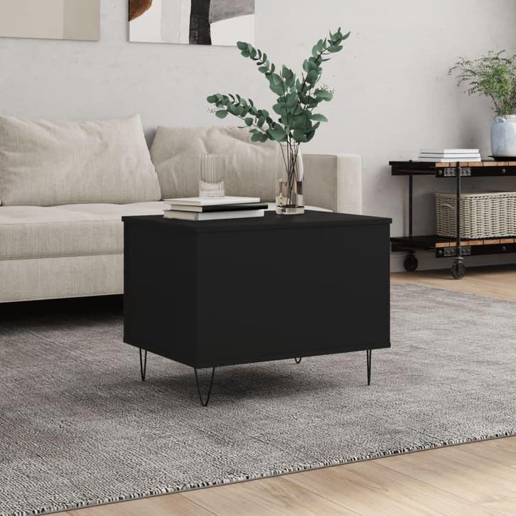 vidaXL Salontafel 60x44,5x45 cm bewerkt hout zwart, Maison & Meubles, Tables | Tables de salon, Envoi