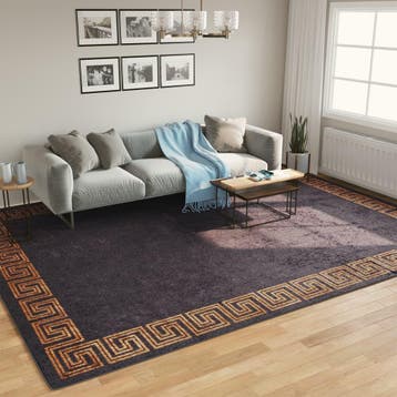 vidaXL Vloerkleed wasbaar 400x300 cm zwart en goudkleurig, Verzenden, Nieuw