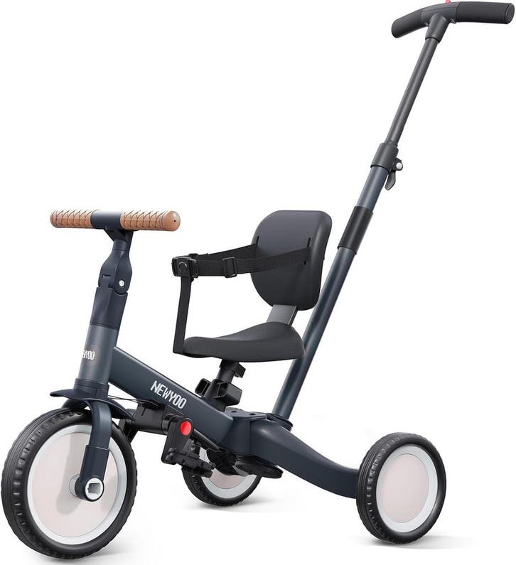 Newyoo 5-in-1 Driewieler Donkergrijs | Retour Deal 36% Ko..., Kinderen en Baby's, Kinderwagens en Combinaties, Verstelbare duwstang