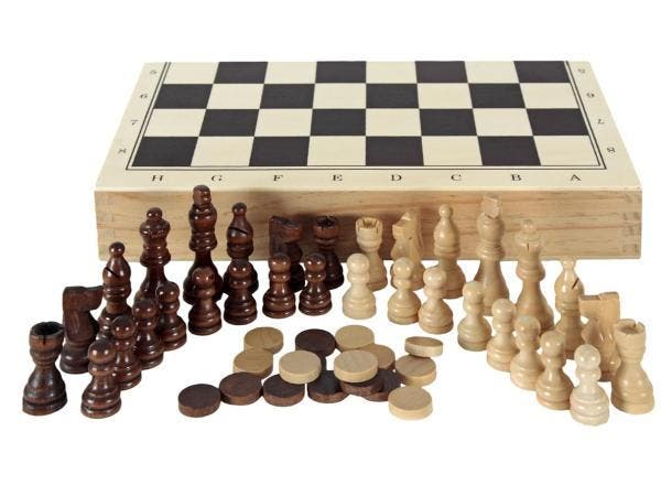 Veiling - Aquamarine Games Schaak Dammen en Backgammon in ko, Verzamelen, Speelgoed, Gebruikt