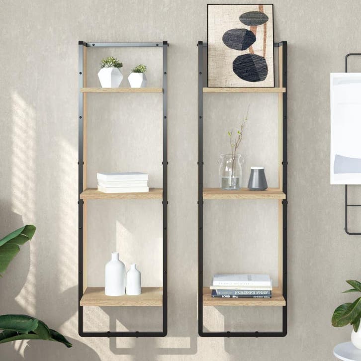 vidaXL Wandrek 3-laags 30x25x100 cm bewerkt hout sonoma, Huis en Inrichting, Kasten | Wandmeubels, Nieuw, Verzenden