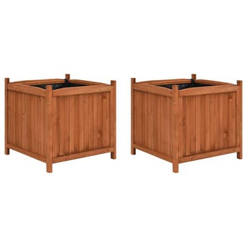 vidaXL Plantenbakken verhoogd 2 st 50x50x50 cm vurenhout, Tuin en Terras, Verzenden, Nieuw