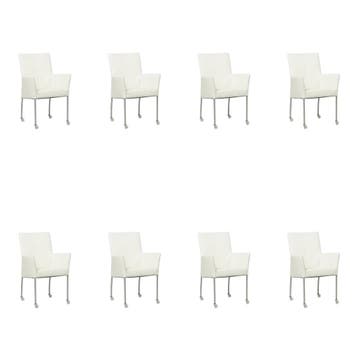 Set van 8 Leren eetkamerstoelen Comfort met wieltjes en, Huis en Inrichting, Ophalen of Verzenden, Nieuw, Leer, Eén