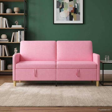 vidaXL Sofa met Opbergruimte Roze 172 x 78 x 87 cm Polyester, Verzenden