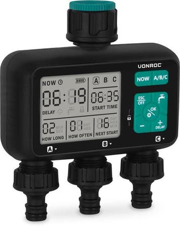 2dekans | VONROC 3-weg watertimer – Besproeiingscomputer, Ophalen of Verzenden
