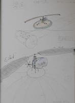 Panamarenko (1940-2019) - Vliegend eiland: collagestuk en, Antiek en Kunst