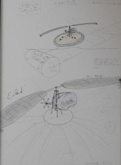 Panamarenko (1940-2019) - Vliegend eiland: collagestuk en, Antiek en Kunst, Kunst | Tekeningen en Fotografie