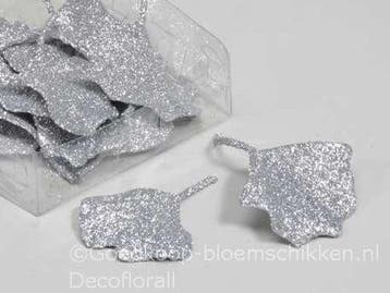 Ginkgo Biloba blad glitter Zilver 16 stuks, Nieuw