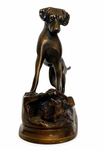 After Jules Moigniez (1838-1894) - sculptuur, Setter with, Antiek en Kunst
