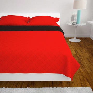 vidaXL Dubbelzijdige quilt bedsprei rood en zwart 230x260 cm, Verzenden, Nieuw