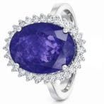 Bague - 18 carats Or blanc - 7.57ct. tw. Tanzanite - Diamant