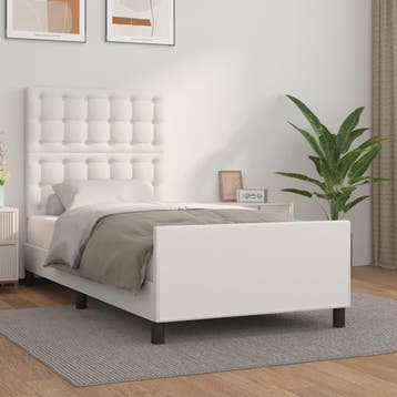 vidaXL Bedframe met hoofdbord kunstleer wit 80x200 cm, Verzenden, Nieuw