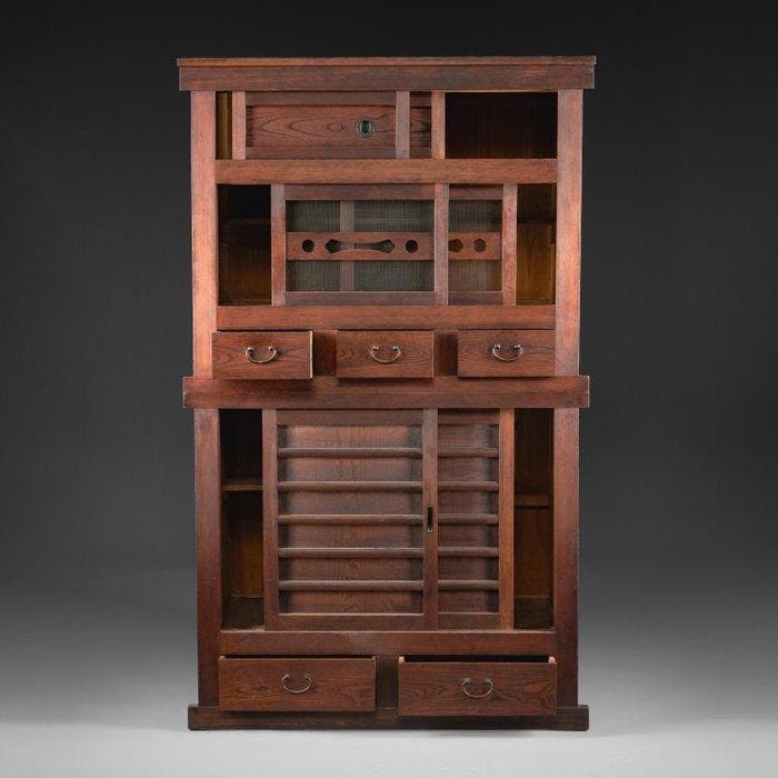 Placard de cuisine en deux sections - Bois, Métal, bois, Antiquités & Art, Antiquités | Autres Antiquités