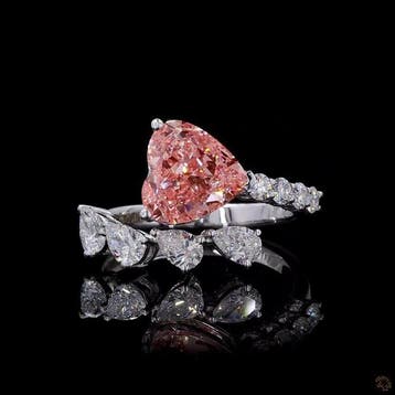 Ring - 14 karaat Witgoud - 3.83ct. tw. Roze Diamant (Fancy, Nieuw