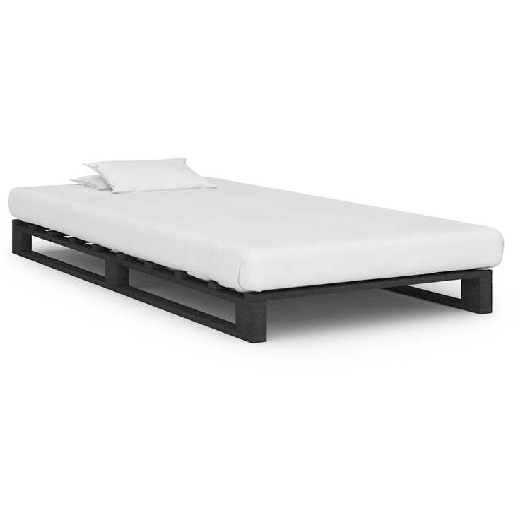 vidaXL Bedframe pallet massief grenenhout grijs 100x200 cm, Maison & Meubles, Chambre à coucher | Lits, Envoi