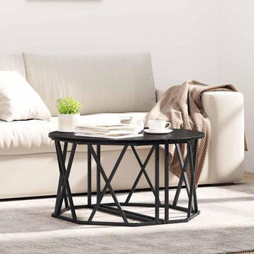 vidaXL Salontafel Zwart Eiken 80 x 80 x 42 cm Engineered, Verzenden, Nieuw