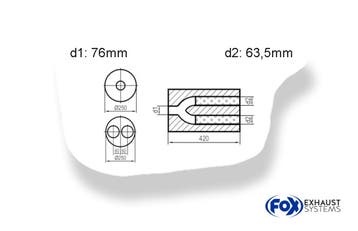 FOX Universele geluiddemper, rond, dubbele stroom met slang, Verzenden, Nieuw