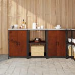 vidaXL Keukenopbergsysteem met plank 3 pcs Roestig, Verzenden, Nieuw