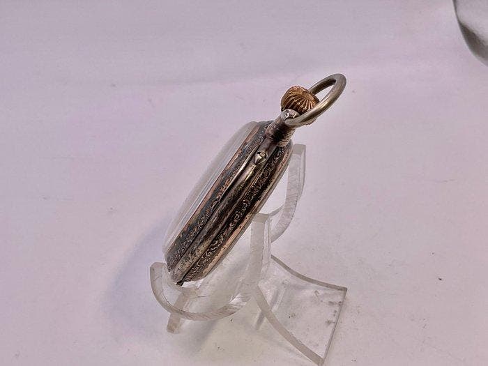 Cilindro Precise . Argento . Quadrante floreale . 1900 . -, Handtassen en Accessoires, Horloges | Heren