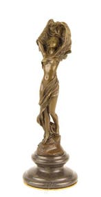 Figuur - A BRONZE SCULPTURE OF A SCARF DANCER - Brons,