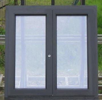 padoek houten raam , chassis , venster 98 x 100 zwart 9005, Bricolage & Construction, Ophalen of Verzenden, Raamkozijn