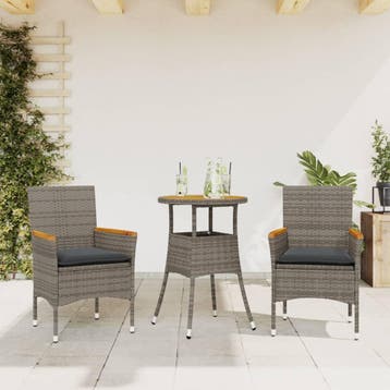 vidaXL 3-delige Tuinset met kussens poly rattan en, Verzenden, Tuinset