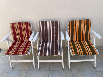 Chaise pliante (3) - Bois, Textile - Fauteuil pliant