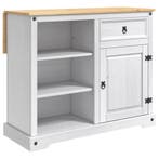 vidaXL Keuken Trolley 2 pcs Wit en Honingwas 112 x 70 x 91,5, Verzenden, Nieuw