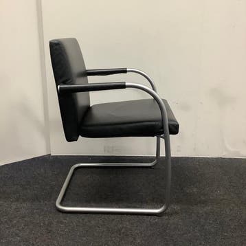 vitra Visasoft Visavis vergaderstoelen, zwart leder - metaal, Gebruikt, Zwart, Eén