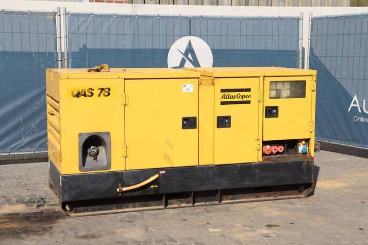Veiling: Generator Atlas Copco QAS 78 Diesel 78kVA, Articles professionnels, Machines & Construction | Générateurs, Enlèvement
