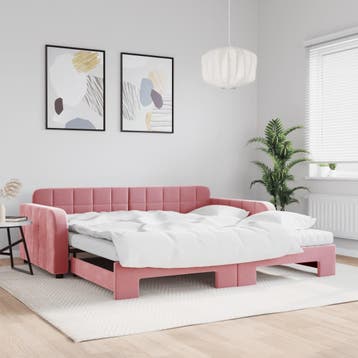 vidaXL Slaapbank onderschuifbed en matrassen 100x200 cm, Verzenden, Nieuw