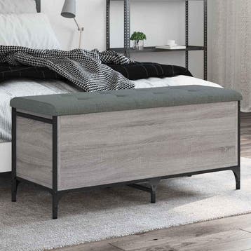 vidaXL Opbergbankje 102x42x45 cm bewerkt hout grijs sonoma, Verzenden, Nieuw