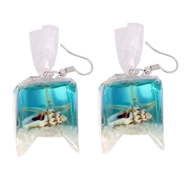 Fako Bijoux - Oorbellen - Zeedieren In Een Zakje – Blauw, Bijoux, Sacs & Beauté, Boucles d'oreilles, Envoi
