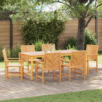 vidaXL Tuin Eettafel Set 7 st Bruin Massief Acacia Hout, Jardin & Terrasse, Tables de jardin, Verzenden