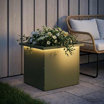 vidaXL Tuinplantenbak met led Olijfgroen 30 x 40 x 30 cm, Verzenden, Nieuw
