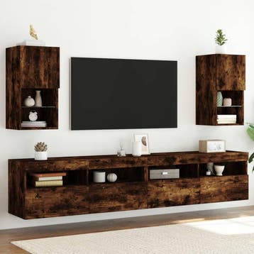 vidaXL Tv-meubelen 2 st LED-verlichting 30,5x30x60 cm, Huis en Inrichting, Kasten |Televisiemeubels, Verzenden, Nieuw
