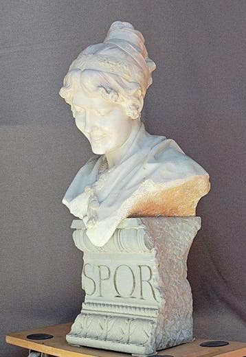 Sculpture, SPQR - 74 cm - Marbre, Antiek en Kunst