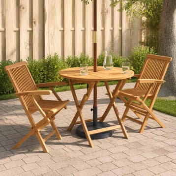 vidaXL 3-delige opvouwbare bistroset voor in de tuin Naturel, Tuin en Terras, Verzenden, Nieuw