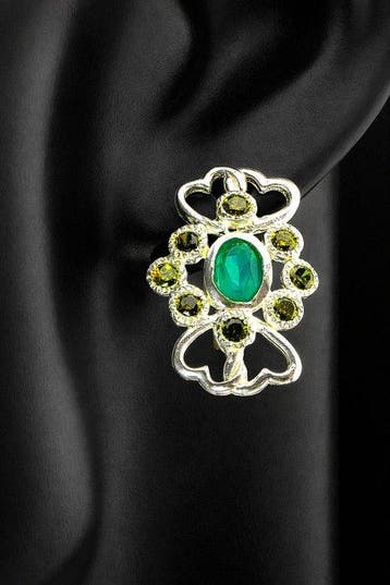 Onyx - Zilver - Oorbellen - Floraal Elegantie