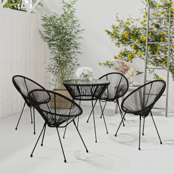 vidaXL 5-delige Tuinset zwart, Verzenden, Tuinset