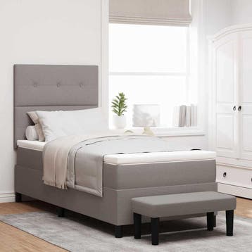 vidaXL Boxspring bed met kussen met hoofdeinde Taupe 90 x, Verzenden, Nieuw