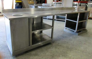 RVS Werktafel, Tafel met afvalruimte, B325 x D70 x H90cm, Zakelijke goederen