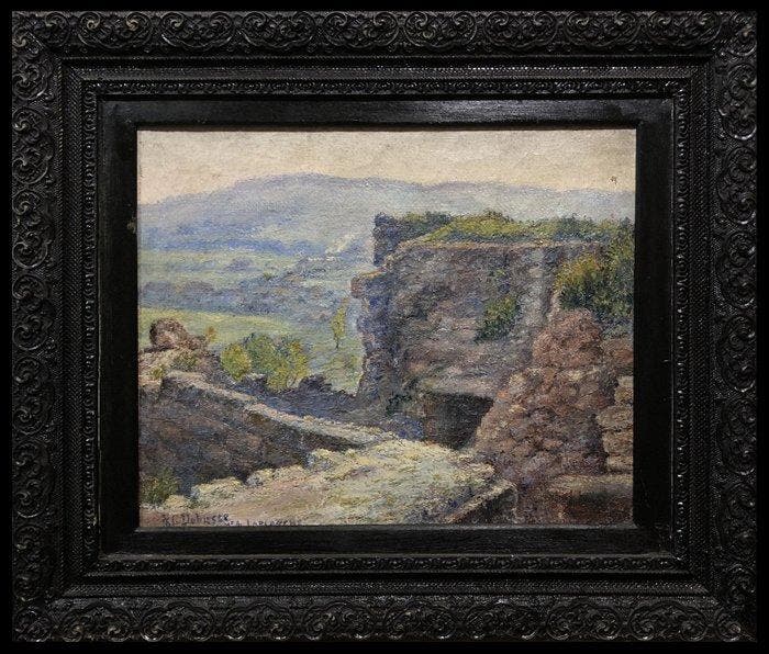 Philippe Debiesse (?-1907) - Sur les ruines du château de, Antiek en Kunst, Kunst | Schilderijen | Klassiek