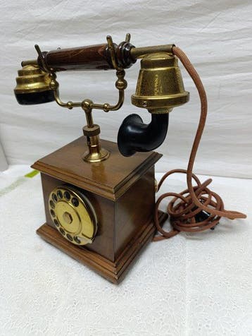 Analoge telefoon - Hout, Messing - Retro telefoon