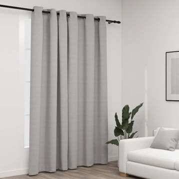 vidaXL Gordijn linnen-look verduisterend met ogen 290x245 cm, Verzenden, Nieuw
