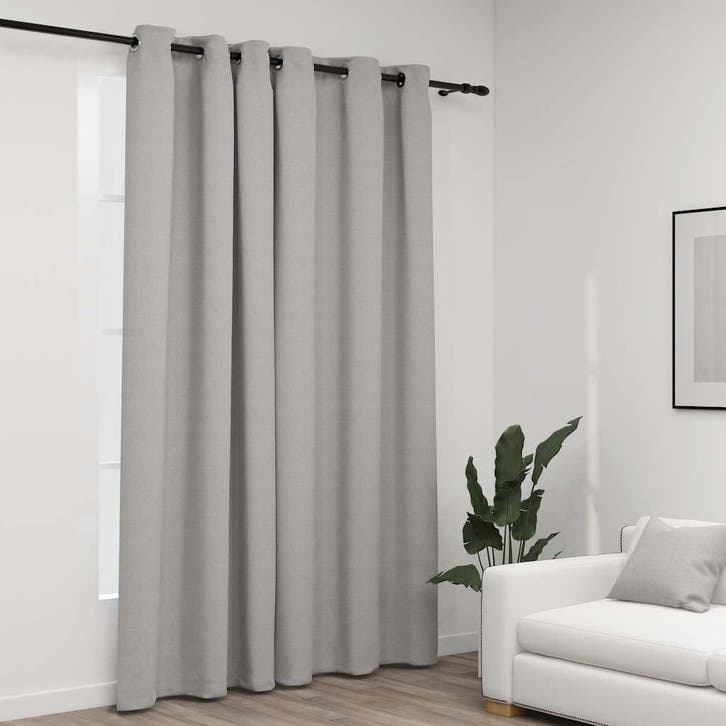 vidaXL Gordijn linnen-look verduisterend met ogen 290x245 cm, Huis en Inrichting, Stoffering | Gordijnen en Lamellen, Nieuw, Verzenden