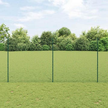 vidaXL Kettinglink hek met paal 10 x 1,5 m PVC-Coated Staal, Verzenden, Nieuw